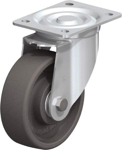 Blickle - 6" Diam x 2" Wide x 7-1/2" OAH Top Plate Mount Swivel Caster - Heat-Resistant Nylon, 770 Lb Capacity, Ball Bearing, 5-1/2 x 4-3/8" Plate - Makers Industrial Supply