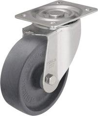 Blickle - 5" Diam x 1-9/16" Wide x 5-7/8" OAH Top Plate Mount Swivel Caster - Heat-Resistant Nylon, 330 Lb Capacity, Plain Bore Bearing, 3-15/16 x 3-3/8" Plate - Makers Industrial Supply