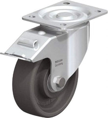 Blickle - 6" Diam x 2" Wide x 7-1/2" OAH Top Plate Mount Swivel Caster with Brake - Heat-Resistant Nylon, 770 Lb Capacity, Ball Bearing, 5-1/2 x 4-3/8" Plate - Makers Industrial Supply