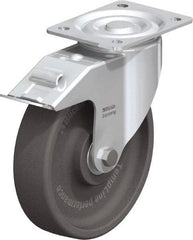 Blickle - 8" Diam x 2" Wide x 9-1/4" OAH Top Plate Mount Swivel Caster with Brake - Heat-Resistant Nylon, 770 Lb Capacity, Ball Bearing, 5-1/2 x 4-3/8" Plate - Makers Industrial Supply