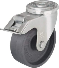 Blickle - 4" Diam x 1-3/16" Wide x 4-59/64" OAH Hollow Kingpin Mount Swivel Caster with Brake - Heat-Resistant Nylon, 330 Lb Capacity, Plain Bore Bearing, Hollow Kingpin Stem - Makers Industrial Supply