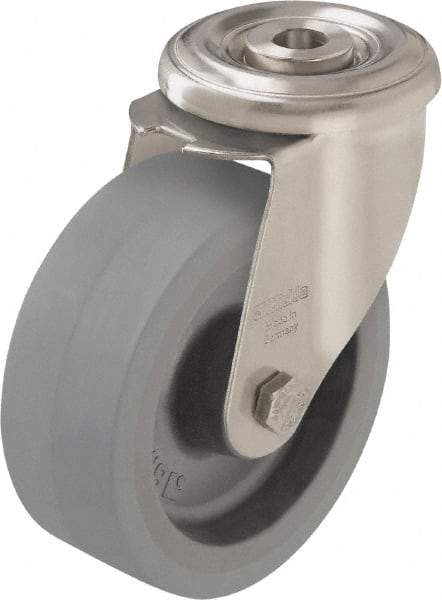 Blickle - 5" Diam x 1-9/16" Wide x 5-7/8" OAH Hollow Kingpin Mount Swivel Caster - Heat-Resistant Silicone Rubber, 264 Lb Capacity, Plain Bore Bearing, Hollow Kingpin Stem - Makers Industrial Supply