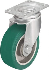 Blickle - 4" Diam x 1-9/16" Wide x 5-1/8" OAH Top Plate Mount Swivel Caster - Polyurethane-Elastomer Blickle Softhane, 400 Lb Capacity, Ball Bearing, 3-5/8 x 2-1/2" Plate - Makers Industrial Supply