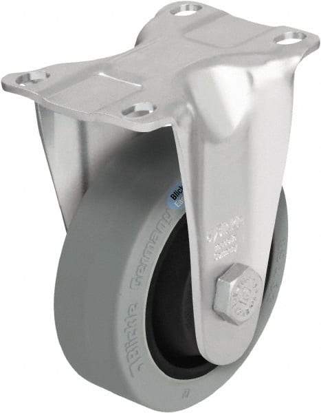 Blickle - 5" Diam x 1-3/8" Wide x 6-1/8" OAH Top Plate Mount Rigid Caster - Solid Rubber, 400 Lb Capacity, Ball Bearing, 3-5/8 x 2-1/2" Plate - Makers Industrial Supply