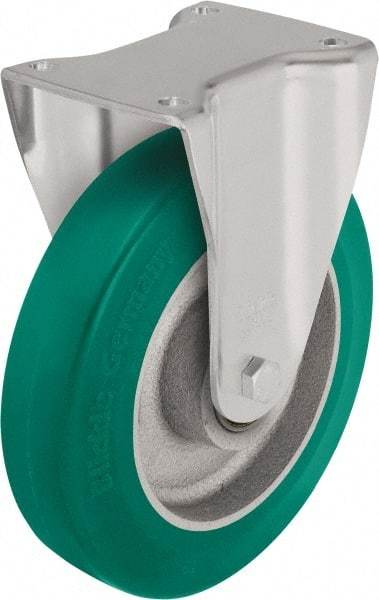 Blickle - 8" Diam x 1-31/32" Wide x 9-41/64" OAH Top Plate Mount Rigid Caster - Polyurethane-Elastomer Blickle Softhane, 1,760 Lb Capacity, Ball Bearing, 5-1/2 x 4-3/8" Plate - Makers Industrial Supply