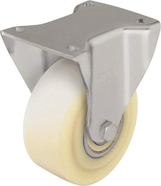 Blickle - 5" Diam x 2-5/32" Wide x 6-11/16" OAH Top Plate Mount Rigid Caster - Impact-Resistant Cast Nylon, 1,980 Lb Capacity, Ball Bearing, 5-1/2 x 4-3/8" Plate - Makers Industrial Supply