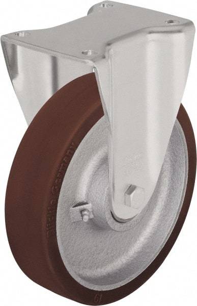 Blickle - 6-1/2" Diam x 1-31/32" Wide x 7-61/64" OAH Top Plate Mount Rigid Caster - Polyurethane-Elastomer Blickle Softhane, 1,760 Lb Capacity, Ball Bearing, 5-1/2 x 4-3/8" Plate - Makers Industrial Supply