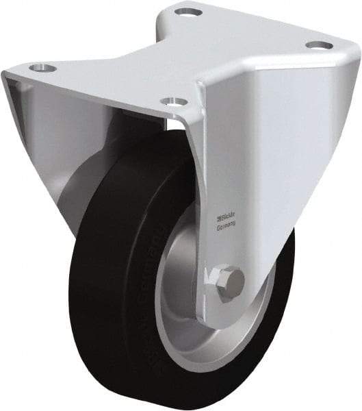 Blickle - 5" Diam x 1-37/64" Wide x 6-1/2" OAH Top Plate Mount Rigid Caster - Solid Rubber, 550 Lb Capacity, Ball Bearing, 5-1/2 x 4-3/8" Plate - Makers Industrial Supply