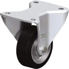 Blickle - 5" Diam x 1-37/64" Wide x 5-1/2" OAH Top Plate Mount Rigid Caster - Solid Rubber, 440 Lb Capacity, Ball Bearing, 5-1/2 x 4-3/8" Plate - Makers Industrial Supply