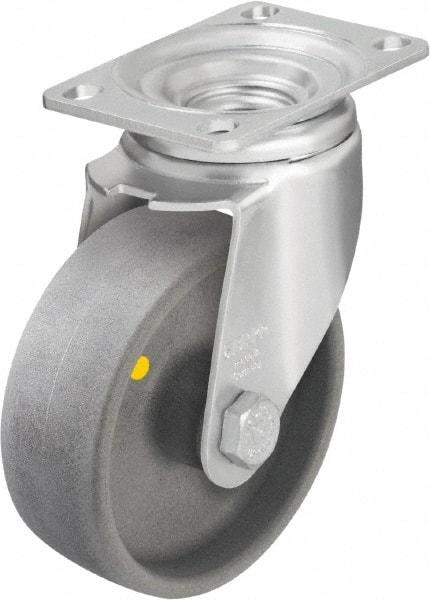 Blickle - 5" Diam x 1-9/16" Wide x 6-1/8" OAH Top Plate Mount Swivel Caster - Impact-Resistant Nylon, 400 Lb Capacity, Ball Bearing, 3-5/8 x 2-1/2" Plate - Makers Industrial Supply