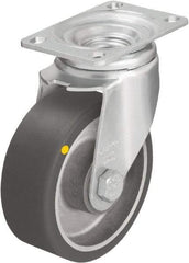 Blickle - 5" Diam x 1-9/16" Wide x 6-1/8" OAH Top Plate Mount Swivel Caster - Polyurethane-Elastomer Blickle Softhane, 400 Lb Capacity, Ball Bearing, 3-5/8 x 2-1/2" Plate - Makers Industrial Supply