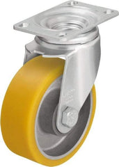 Blickle - 5" Diam x 1-9/16" Wide x 6-1/8" OAH Top Plate Mount Swivel Caster - Polyurethane-Elastomer Blickle Softhane, 400 Lb Capacity, Ball Bearing, 3-5/8 x 2-1/2" Plate - Makers Industrial Supply