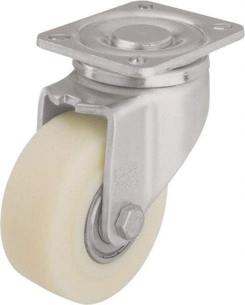 Blickle - 4" Diam x 1-37/64" Wide x 5-33/64" OAH Top Plate Mount Swivel Caster - Impact-Resistant Cast Nylon, 1,540 Lb Capacity, Ball Bearing, 3-15/16 x 3-3/8" Plate - Makers Industrial Supply