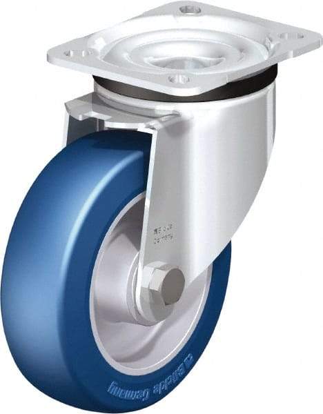 Blickle - 5" Diam x 1-37/64" Wide x 6-7/64" OAH Top Plate Mount Swivel Caster - Polyurethane-Elastomer Blickle Besthane, 770 Lb Capacity, Ball Bearing, 3-15/16 x 3-3/8" Plate - Makers Industrial Supply