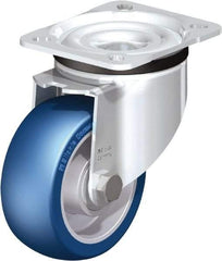 Blickle - 4" Diam x 1-37/64" Wide x 5-7/64" OAH Top Plate Mount Swivel Caster - Polyurethane-Elastomer Blickle Besthane, 660 Lb Capacity, Ball Bearing, 3-15/16 x 3-3/8" Plate - Makers Industrial Supply