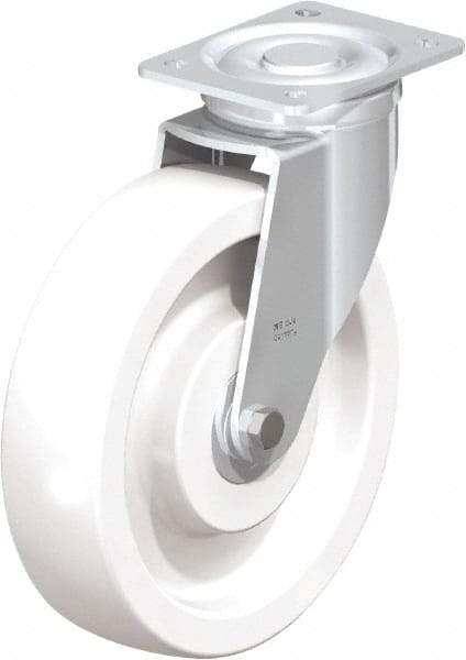 Blickle - 10" Diam x 2-9/16" Wide x 11-39/64" OAH Top Plate Mount Swivel Caster - Impact-Resistant Nylon, 1,980 Lb Capacity, Ball Bearing, 5-1/2 x 4-3/8" Plate - Makers Industrial Supply