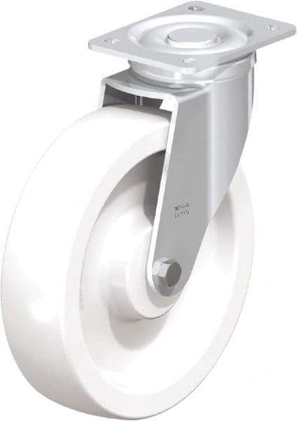 Blickle - 10" Diam x 2-9/16" Wide x 11-39/64" OAH Top Plate Mount Swivel Caster - Impact-Resistant Nylon, 1,980 Lb Capacity, Plain Bore Bearing, 5-1/2 x 4-3/8" Plate - Makers Industrial Supply