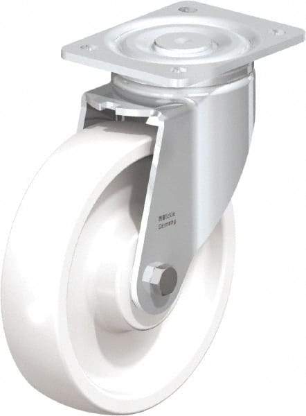 Blickle - 8" Diam x 1-31/32" Wide x 9-41/64" OAH Top Plate Mount Swivel Caster - Impact-Resistant Nylon, 1,980 Lb Capacity, Ball Bearing, 5-1/2 x 4-3/8" Plate - Makers Industrial Supply