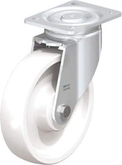 Blickle - 8" Diam x 1-31/32" Wide x 9-41/64" OAH Top Plate Mount Swivel Caster - Impact-Resistant Nylon, 1,980 Lb Capacity, Ball Bearing, 5-1/2 x 4-3/8" Plate - Makers Industrial Supply