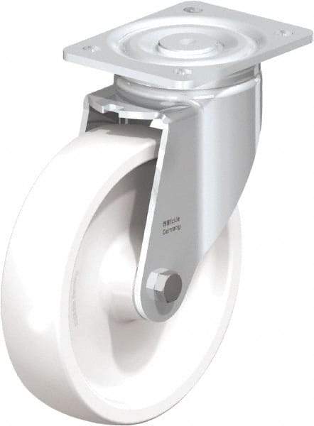 Blickle - 8" Diam x 1-31/32" Wide x 9-41/64" OAH Top Plate Mount Swivel Caster - Impact-Resistant Nylon, 1,980 Lb Capacity, Plain Bore Bearing, 5-1/2 x 4-3/8" Plate - Makers Industrial Supply