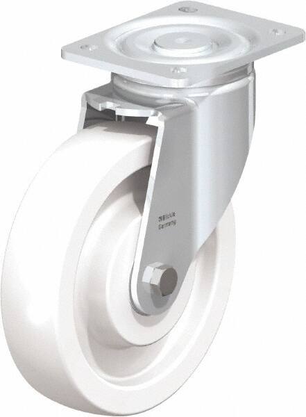 Blickle - 8" Diam x 1-31/32" Wide x 9-41/64" OAH Top Plate Mount Swivel Caster - Impact-Resistant Nylon, 1,980 Lb Capacity, Ball Bearing, 5-1/2 x 4-3/8" Plate - Makers Industrial Supply