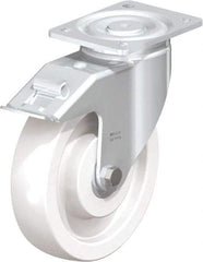 Blickle - 6-1/2" Diam x 1-31/32" Wide x 7-3/4" OAH Top Plate Mount Swivel Caster - Impact-Resistant Nylon, 1,870 Lb Capacity, Plain Bore Bearing, 5-1/2 x 4-3/8" Plate - Makers Industrial Supply