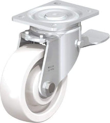 Blickle - 6" Diam x 1-31/32" Wide x 7-3/4" OAH Top Plate Mount Swivel Caster with Brake - Impact-Resistant Nylon, 1,760 Lb Capacity, Ball Bearing, 5-1/2 x 4-3/8" Plate - Makers Industrial Supply