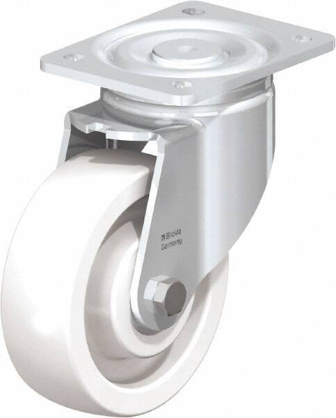 Blickle - 6" Diam x 1-31/32" Wide x 7-3/4" OAH Top Plate Mount Swivel Caster - Impact-Resistant Nylon, 1,760 Lb Capacity, Ball Bearing, 5-1/2 x 4-3/8" Plate - Makers Industrial Supply