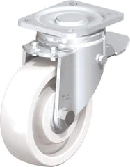 Blickle - 5" Diam x 1-29/64" Wide x 6-1/2" OAH Top Plate Mount Swivel Caster with Brake - Impact-Resistant Nylon, 1,540 Lb Capacity, Ball Bearing, 3-15/16 x 3-3/8" Plate - Makers Industrial Supply