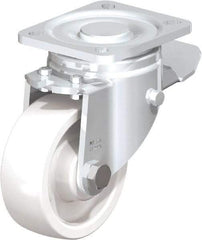 Blickle - 4" Diam x 1-29/64" Wide x 5-33/64" OAH Top Plate Mount Swivel Caster with Brake - Impact-Resistant Nylon, 1,100 Lb Capacity, Plain Bore Bearing, 3-15/16 x 3-3/8" Plate - Makers Industrial Supply