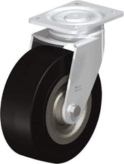 Blickle - 8" Diam x 3-9/64" Wide x 9-41/64" OAH Top Plate Mount Swivel Caster - Solid Rubber, 1,870 Lb Capacity, Ball Bearing, 5-1/2 x 4-3/8" Plate - Makers Industrial Supply