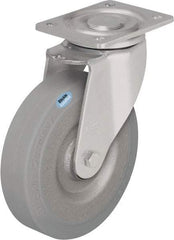 Blickle - 8" Diam x 1-31/32" Wide x 9-41/64" OAH Top Plate Mount Swivel Caster - Solid Rubber, 1,320 Lb Capacity, Ball Bearing, 5-1/2 x 4-3/8" Plate - Makers Industrial Supply