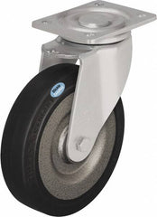 Blickle - 8" Diam x 1-31/32" Wide x 9-41/64" OAH Top Plate Mount Swivel Caster - Solid Rubber, 1,320 Lb Capacity, Ball Bearing, 5-1/2 x 4-3/8" Plate - Makers Industrial Supply