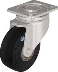 Blickle - 4" Diam x 1-49/64" Wide x 5-33/64" OAH Top Plate Mount Swivel Caster - Solid Rubber, 594 Lb Capacity, Ball Bearing, 3-15/16 x 3-3/8" Plate - Makers Industrial Supply