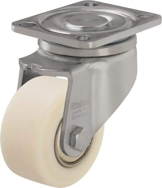 Blickle - 3" Diam x 1-37/64" Wide x 4-23/32" OAH Top Plate Mount Swivel Caster - Impact-Resistant Cast Nylon, 1,540 Lb Capacity, Ball Bearing, 3-15/16 x 3-3/8" Plate - Makers Industrial Supply