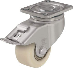 Blickle - 3" Diam x 1-37/64" Wide x 4-23/32" OAH Top Plate Mount Swivel Caster with Brake - Impact-Resistant Cast Nylon, 1,540 Lb Capacity, Ball Bearing, 3-15/16 x 3-3/8" Plate - Makers Industrial Supply