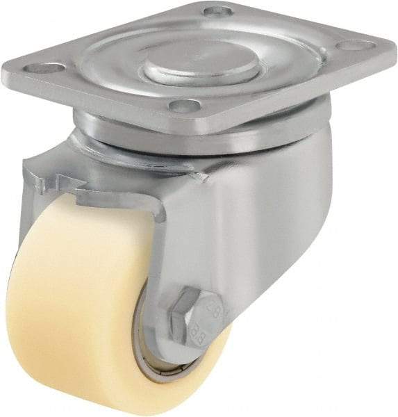 Blickle - 2-1/2" Diam x 1-37/64" Wide x 3-13/16" OAH Top Plate Mount Swivel Caster - Impact-Resistant Cast Nylon, 1,430 Lb Capacity, Ball Bearing, 3-15/16 x 3-3/8" Plate - Makers Industrial Supply