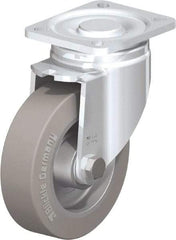 Blickle - 5" Diam x 1-9/16" Wide x 6-1/2" OAH Top Plate Mount Swivel Caster - Solid Rubber, 550 Lb Capacity, Ball Bearing, 3-15/16 x 3-3/8" Plate - Makers Industrial Supply