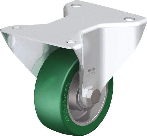 Blickle - 4" Diam x 1-9/16" Wide x 5-7/64" OAH Top Plate Mount Rigid Caster - Polyurethane-Elastomer Blickle Softhane, 660 Lb Capacity, Ball Bearing, 5-1/2 x 4-3/8" Plate - Makers Industrial Supply