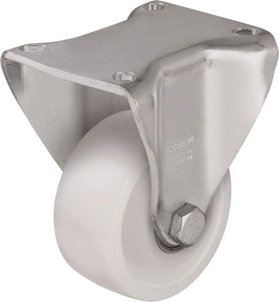 Blickle - 4" Diam x 1-29/64" Wide x 5-1/2" OAH Top Plate Mount Rigid Caster - Impact-Resistant Nylon, 1,100 Lb Capacity, Ball Bearing, 5-1/2 x 4-3/8" Plate - Makers Industrial Supply