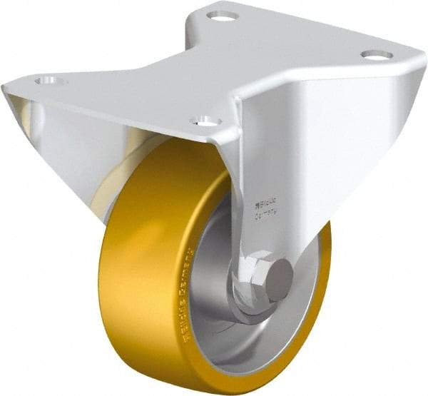 Blickle - 4" Diam x 1-9/16" Wide x 5-7/64" OAH Top Plate Mount Rigid Caster - Polyurethane-Elastomer Blickle Softhane, 550 Lb Capacity, Ball Bearing, 5-1/2 x 4-3/8" Plate - Makers Industrial Supply