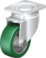 Blickle - 4" Diam x 1-9/16" Wide x 5-33/64" OAH Top Plate Mount Swivel Caster - Polyurethane-Elastomer Blickle Softhane, 660 Lb Capacity, Ball Bearing, 3-15/16 x 3-3/8" Plate - Makers Industrial Supply