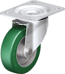 Blickle - 5" Diam x 1-37/64" Wide x 6-7/64" OAH Top Plate Mount Swivel Caster - Polyurethane-Elastomer Blickle Softhane, 770 Lb Capacity, Ball Bearing, 5-1/2 x 4-3/8" Plate - Makers Industrial Supply