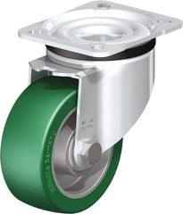 Blickle - 4" Diam x 1-37/64" Wide x 5-7/64" OAH Top Plate Mount Swivel Caster - Polyurethane-Elastomer Blickle Softhane, 660 Lb Capacity, Ball Bearing, 3-15/16 x 3-3/8" Plate - Makers Industrial Supply