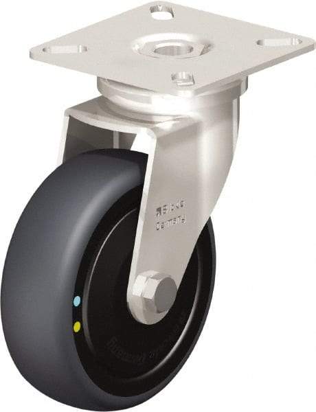 Blickle - 3" Diam x 63/64" Wide x 3-15/16" OAH Top Plate Mount Swivel Caster - Thermoplastic Rubber Elastomer (TPE), 110 Lb Capacity, Ball Bearing, 2-3/8 x 2-3/8" Plate - Makers Industrial Supply
