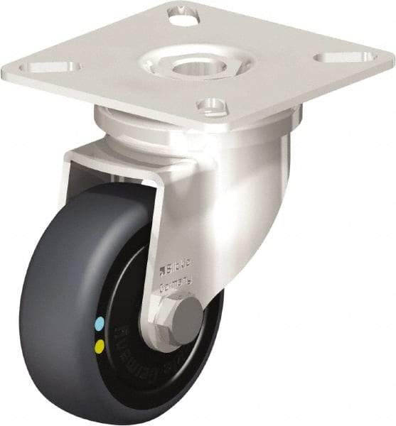 Blickle - 2" Diam x 3/4" Wide x 2-51/64" OAH Top Plate Mount Swivel Caster - Thermoplastic Rubber Elastomer (TPE), 66 Lb Capacity, Ball Bearing, 2-3/8 x 2-3/8" Plate - Makers Industrial Supply