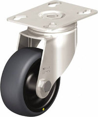 Blickle - 3" Diam x 1-1/4" Wide x 4-3/8" OAH Top Plate Mount Swivel Caster - Thermoplastic Rubber Elastomer (TPE), 143 Lb Capacity, Plain Bore Bearing, 3-9/16 x 2-5/8" Plate - Makers Industrial Supply