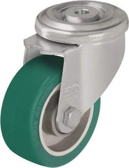 Blickle - 4" Diam x 1-37/64" Wide x 5-35/64" OAH Hollow Kingpin Mount Swivel Caster - Polyurethane-Elastomer Blickle Softhane, 660 Lb Capacity, Ball Bearing, Hollow Kingpin Stem - Makers Industrial Supply