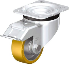 Blickle - 3" Diam x 1-11/64" Wide x 4-21/64" OAH Top Plate Mount Swivel Caster with Brake - Polyurethane-Elastomer Blickle Extrathane, 396 Lb Capacity, Ball Bearing, 3-15/16 x 3-3/8" Plate - Makers Industrial Supply