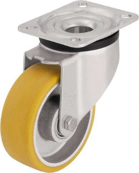 Blickle - 4" Diam x 1-9/16" Wide x 5-7/64" OAH Top Plate Mount Swivel Caster - Polyurethane-Elastomer Blickle Extrathane, 550 Lb Capacity, Ball Bearing, 5-1/2 x 4-3/8" Plate - Makers Industrial Supply